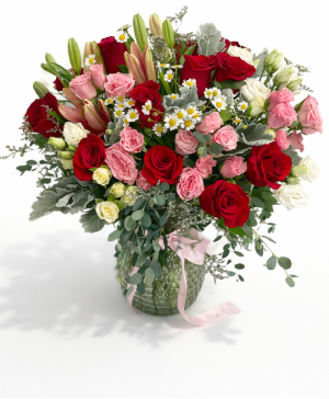 Crimson Blush Garden Floral Arrangement