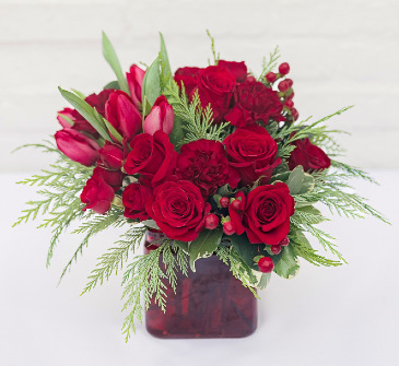 Crimson Christmas Vase Arrangement in Jacksonville, FL | St Johns Flower Market