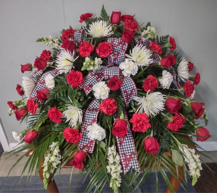 Crimson &  Collegiate Fresh Casket Spray