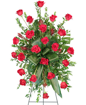 Crimson Departure Standing Spray in Marmaduke, AR | Choco Taco Florist ***TEST SHOP****