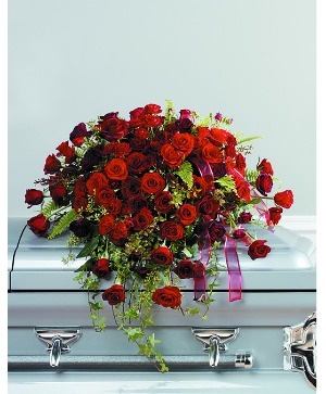 Crimson Devotion Casket Spray