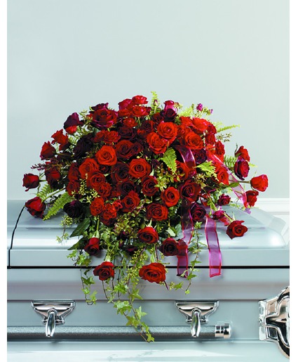 Crimson Devotion Casket Spray