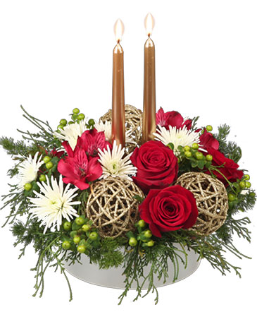 DECEMBER DAZZLER Centerpiece in Lamont, AB | Trendy Petals