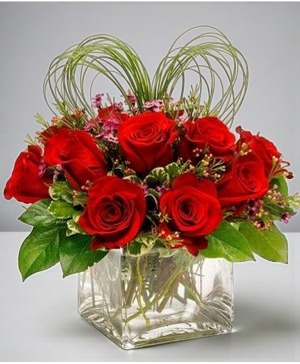 Crimson Hearts vase