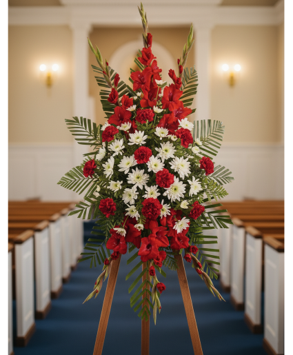 Crimson Honor Sympathy Spray Standing Spray
