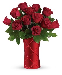 Crimson Luxury Satin Red Rose Arrangement  