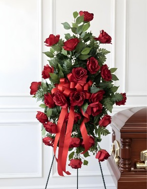 Crimson Passion Silk Standing Spray SS-109 Sympathy Silk Arrangement