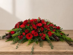 Crimson Remembrance Casket Spray