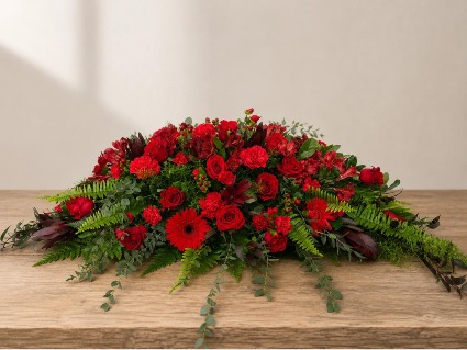 Crimson Remembrance Casket Spray