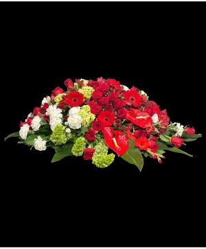 Crimson Tribute Half Casket Spray 