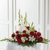 Crimson & White Arrangement Funeral Bouquet