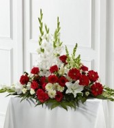 Crimson & White Arrangement MIX FLOWER