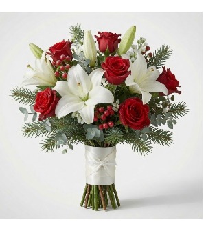 Crimson Winter Elegance Bridal Bouquet