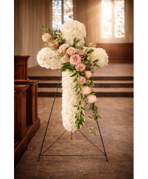 Graceful Trbute Cross Floral Arrangement