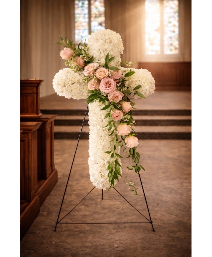 Graceful Trbute Cross Floral Arrangement