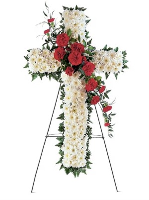 cross red and white carnations 
