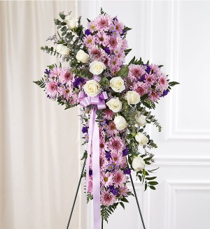 Cross Standing Spray - Purple 
