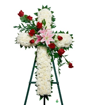Cross with Lovely Lilies Funeral Cross