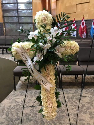 Cross With White Cymbidium Funeral