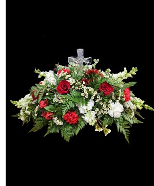 Crystal Cross Arrangement Fresh with Keepsake
