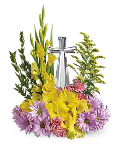 Crystal Cross Bouquet Sympathy