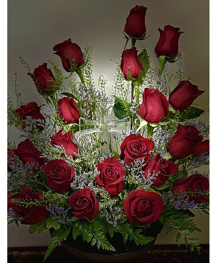 Crystal Cross Funeral Arrangement 