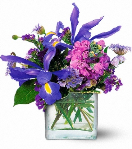 Cube with Blue Blooms Cube Arrangement