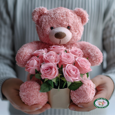 Cuddle Bear PINK Plush and Vase