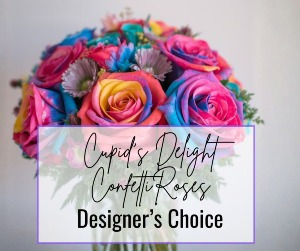 CUPID'S DELIGHT Confetti Roses  Designer's Choice Vase Arrangement