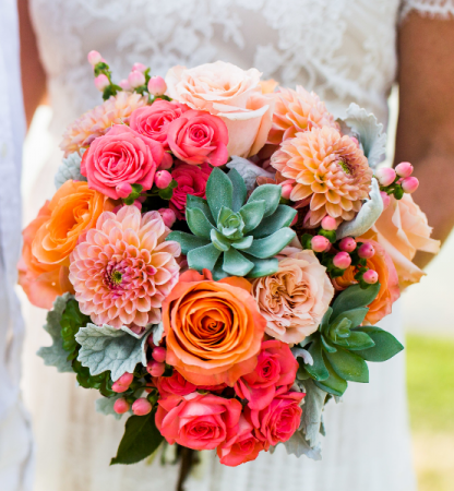 Curious Coral Bridal Bouquet