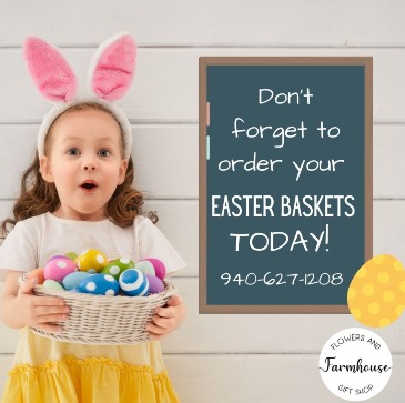 Custom Easter Stuffed Easter Basket Easter Basket in Decatur, TX | Farmhouse Flowers and Gift Shop