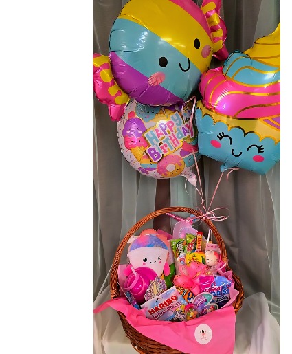 Custom Girl/Boy birthday basket with balloons Birthday