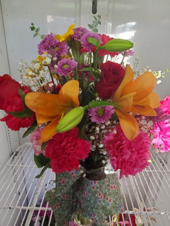 Custom Vibrant Meadow Vase Fall Flowers