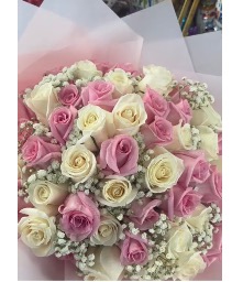 Cutesy and Classy - Pink and White Roses Bouquet 
