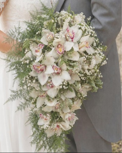 CYMBIDIUM CLASIC CASCADING  BRIDAL BOUQUET