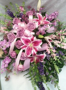 CS8 lavender roses & lilys spray