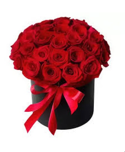2 dozen red roses/black 