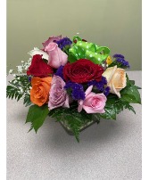 DAINTY DOZEN  *DAILY SPECIAL!* GLASS CUBE ARRANGEMENT