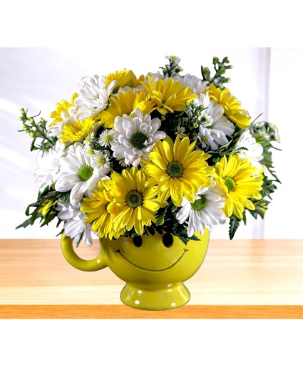 Dunkin' Daisies Ceramic Cup Arrangement