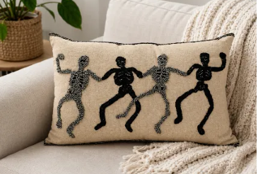 Dancing Skeleton Decorative Throw Pillow  in Key West, FL | Petals & Vines