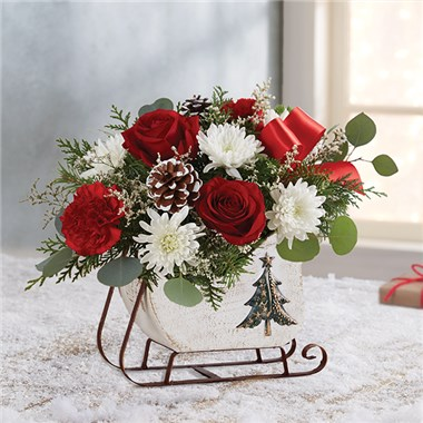Dashing Through The Snow Sleigh Floral Arrangement