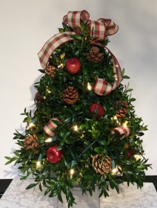 Decorated Boxwood Tree (Red Apple) Can be shipped local or UPS Starting 11/20/25