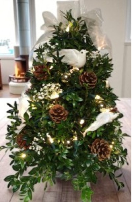 Decorated Boxwood Tree (White Dove) Can be shipped local or UPS Starting 11/24/25
