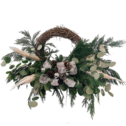 SF Decorated Grapevine Christmas Wreath Wreath