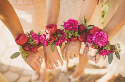 Deep pinks Prom corsage 