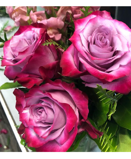 Deep Purple Roses  Cello Wrap or Vase Arrangement
