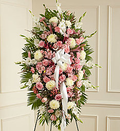 Deepest Sympathy Standing Spray In Pink and White  in Gainesville, FL | PRANGE'S FLORIST- Sara & Lilli V