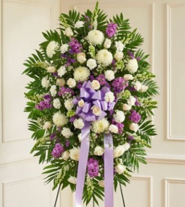 Deepest Sympathies Lavender & White Standing Spray 