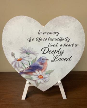 Deeply Loved Wooden Heart on Easel 17x14 1/2