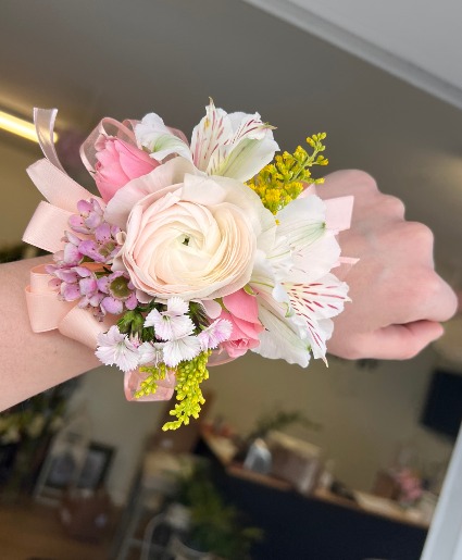 Delicate Pink and Yellow  Corsage